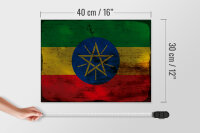 Holzschild Flagge Äthiopien 40x30cm Flag Ethiopia Rost