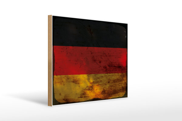 Holzschild Flagge Deutschland 40x30cm Flag Germany Rost