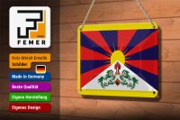Blechschild Flagge Tibets 18x12cm Flag of Tibet Dekoration