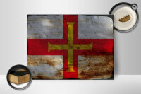 Holzschild Flagge Guernsey 40x30cm Flag of Guernsey Rost  child