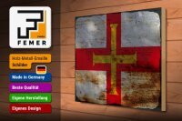 Holzschild Flagge Guernsey 40x30cm Flag of Guernsey Rost  child
