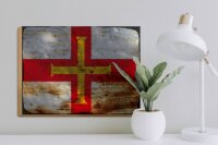 Holzschild Flagge Guernsey 40x30cm Flag of Guernsey Rost  child