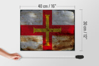 Holzschild Flagge Guernsey 40x30cm Flag of Guernsey Rost  child