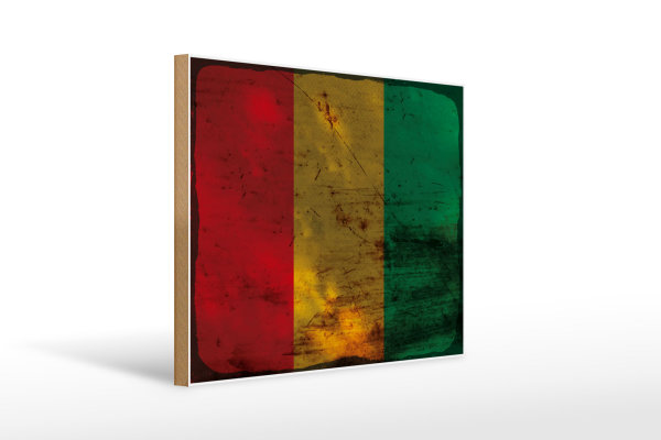 Holzschild Flagge Guinea 40x30cm Flag of Guinea Rost