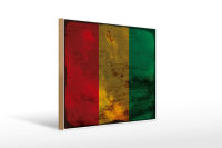 Holzschild Flagge Guinea 40x30cm Flag of Guinea Rost