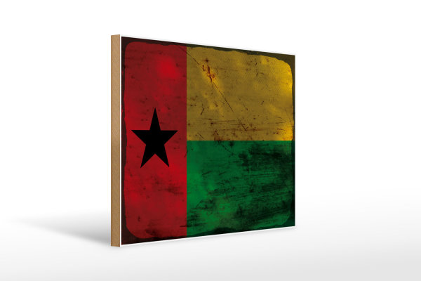 Holzschild Flagge Guinea-Bissau 40x30cm Guinea Rost