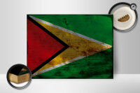 Holzschild Flagge Guyana 40x30cm Flag of Guyana Rost