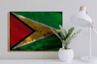 Holzschild Flagge Guyana 40x30cm Flag of Guyana Rost