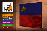 Holzschild Flagge Liechtenstein 40x30cm Flag Rost