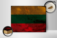 Holzschild Flagge Litauen 40x30cm Flag of Lithuania Rost