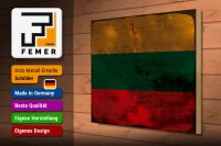 Holzschild Flagge Litauen 40x30cm Flag of Lithuania Rost