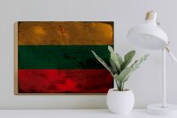 Holzschild Flagge Litauen 40x30cm Flag of Lithuania Rost