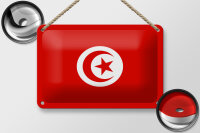Blechschild Flagge Tunesiens 18x12cm Flag of Tunisia Dekoration