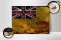 Holzschild Flagge Niue 40x30cm Flag of Niue Rost