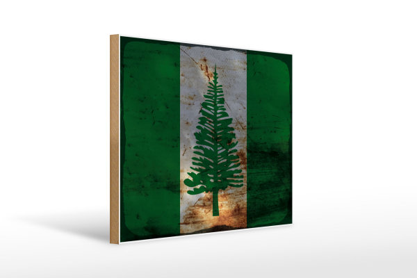 Holzschild Flagge Norfolkinsel 40x30cm Flag Rost