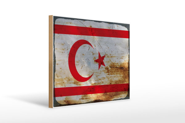 Holzschild Flagge Nordzypern 40x30cm Flag Rost