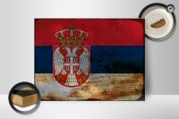 Holzschild Flagge Serbien 40x30cm Flag of Serbia Rost