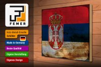 Holzschild Flagge Serbien 40x30cm Flag of Serbia Rost