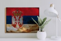Holzschild Flagge Serbien 40x30cm Flag of Serbia Rost