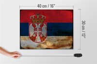Holzschild Flagge Serbien 40x30cm Flag of Serbia Rost