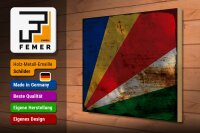 Holzschild Flagge Seychellen 40x30cm Flag Seychelles Rost
