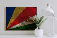 Holzschild Flagge Seychellen 40x30cm Flag Seychelles Rost