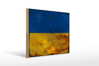 Holzschild Flagge Ukraine 40x30cm Flag of Ukraine Rost
