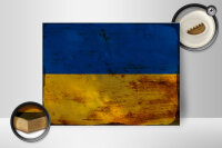 Holzschild Flagge Ukraine 40x30cm Flag of Ukraine Rost