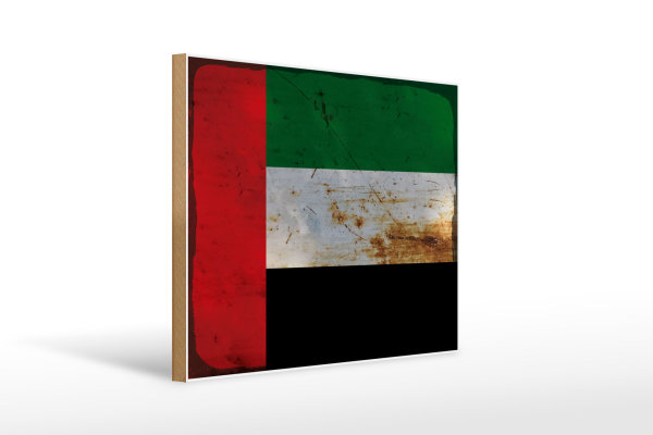 Holzschild Flagge Arabische Emirate 40x30cm Flag Rost