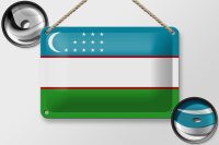 Blechschild Flagge Usbekistans 18x12cm Flag of Uzbekistan Dekoration