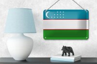 Blechschild Flagge Usbekistans 18x12cm Flag of Uzbekistan Dekoration