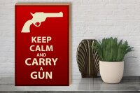 Holzschild Spruch 30x40cm Keep Calm and carry a gun
