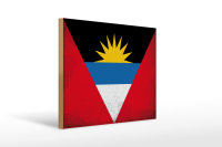 Holzschild Flagge Antigua und Barbuda 40x30cm Flag Vintage