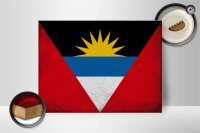 Holzschild Flagge Antigua und Barbuda 40x30cm Flag Vintage