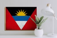 Holzschild Flagge Antigua und Barbuda 40x30cm Flag Vintage