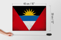 Holzschild Flagge Antigua und Barbuda 40x30cm Flag Vintage