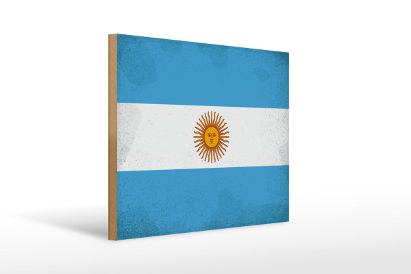 Holzschild Flagge Argentinien 40x30cm Argentina Vintage