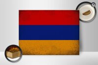 Holzschild Flagge Armenien 40x30cm Flag Armenia Vintage