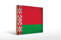 Holzschild Flagge Weißrussland 40x30cm Belarus Vintage