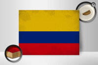 Holzschild Flagge Kolumbien 40x30cm Flag Colombia Vintage