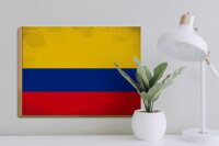 Holzschild Flagge Kolumbien 40x30cm Flag Colombia Vintage