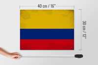 Holzschild Flagge Kolumbien 40x30cm Flag Colombia Vintage