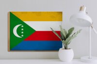 Holzschild Flagge der Komoren 40x30cm Flag Comoros Vintage