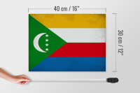 Holzschild Flagge der Komoren 40x30cm Flag Comoros Vintage