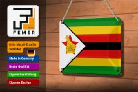 Blechschild Flagge Simbabwes 18x12cm Flag of Zimbabwe Dekoration