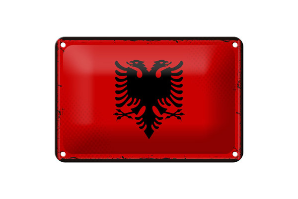 Blechschild Flagge Albanien 18x12cm Retro Flag Albania