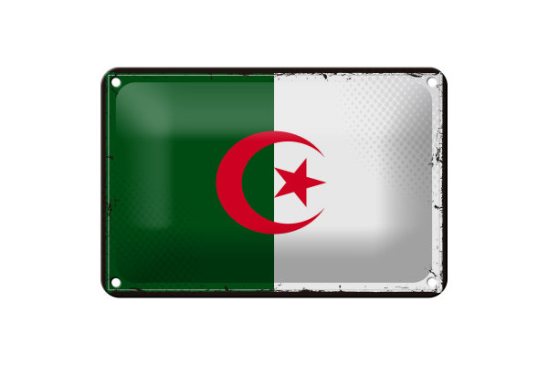Blechschild Flagge Algerien 18x12cm Retro Flag Algeria