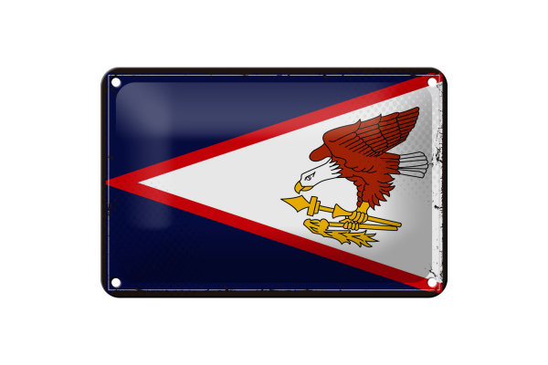Blechschild Flagge 18x12cm Retro Flag of American Samoa