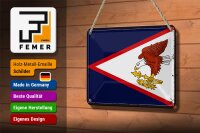 Blechschild Flagge 18x12cm Retro Flag of American Samoa