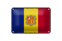 Blechschild Flagge Andorra 18x12cm Retro Flag of Andora